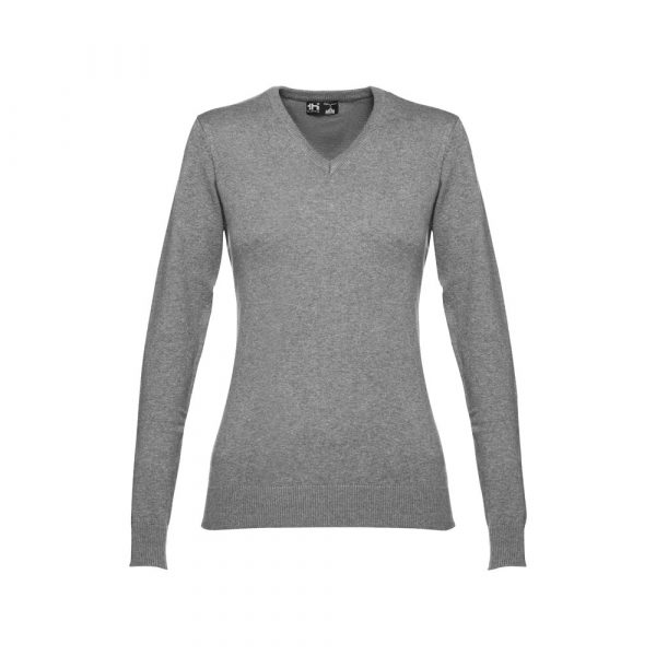 THC MILAN WOMEN. Damski sweter z dekoltem V-neck z bawełny i poliamidu P033343S ST-30150-W