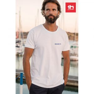 THC SAN MARINO WH. Męski T-shirt z krótkim rękawem z czesanej bawełny. Kolor biały P034142S ST-30185-W