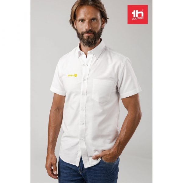 THC LONDON WH. Męska koszula oxford z krótkim rękawem. Kolor biały P034325S ST-30200-W