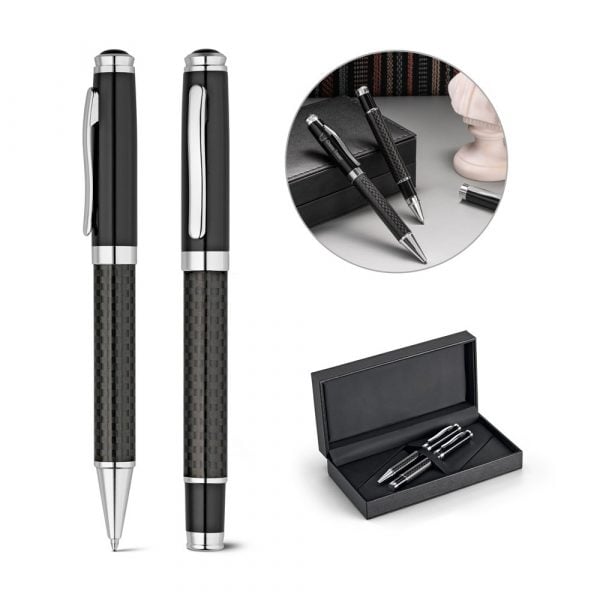 CHESS. Zestaw pióro kulkowe i długopis, metal i włókno węglowe z mechanizmem obrotowym P035853S ST-91835-103