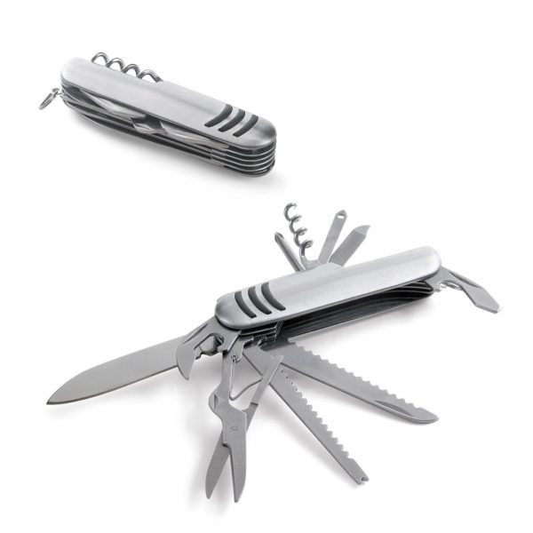 KAPRUN. Wielofunkcyjny nóż kieszonkowy ze stali nierdzewnej i metalu P037162S ST-94147-127