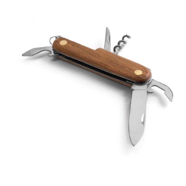 BELPIANO. Wielofunkcyjny nóż kieszonkowy ze stali nierdzewnej i drewna P037164S ST-94159-160