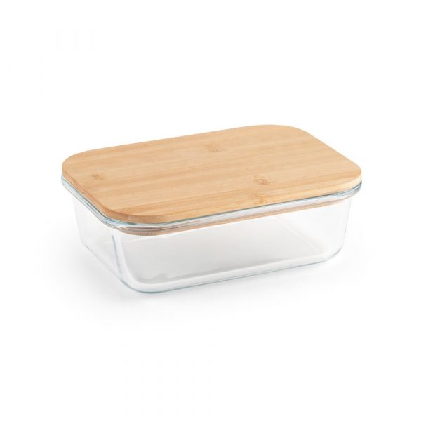 PORTOBELLO. Lunch Box. Hermetyczne pudełko ze szkła borokrzemowego z bambusową pokrywką 1000 ml P037515S ST-94781-160