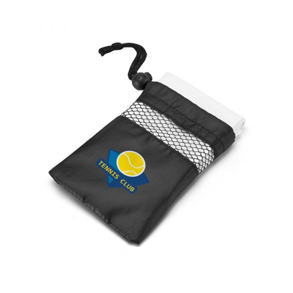 TRAVIS. Ręcznik sportowy z mikrofibry z pokrowcem 190T (210 g/m²) P038578S ST-99966-W
