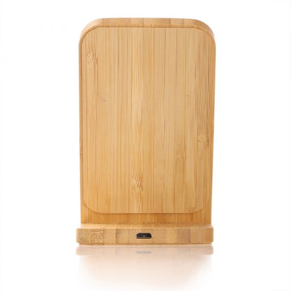 Bambusowa ładowarka bezprzewodowa 10W B'RIGHT, stojak na telefon | Wilder P009272X AX-V0349-17
