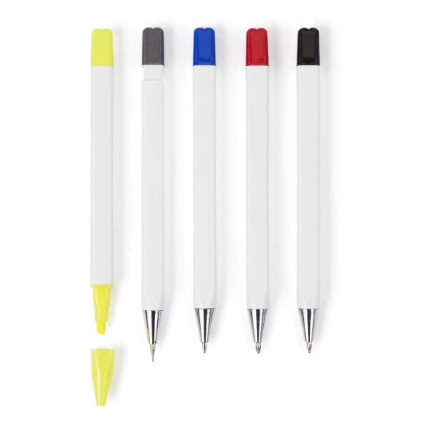 Zestaw piśmienniczy, ołówek, zakreślacz i długopisy z wkładem w kolorze nakrętki P006776X AX-V1314-02