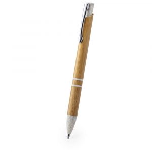 Bambusowy długopis, elementy ze słomy pszenicznej, metalowy klip P009445X AX-V1977-16