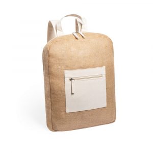 Plecak z laminowanej juty z bawełnianymi elementami P010058X