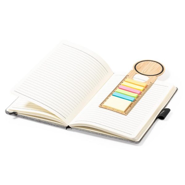 Bambusowy zestaw do notatek, karteczki samoprzylepne, zakładka do książki, linijka, notatnik P039005X AX-V0267-18