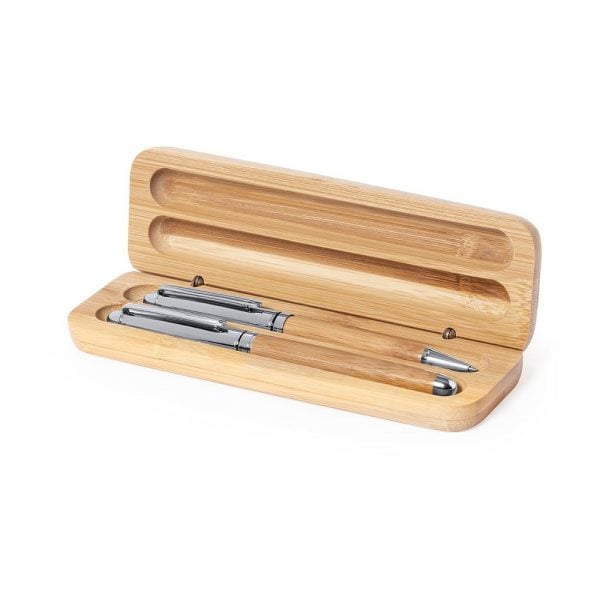 Bambusowy zestaw piśmienniczy, długopis i pióro kulkowe P039414X AX-V9348-18