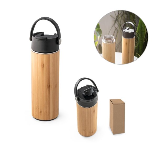 LAVER. Butelka termiczna z bambusa, stali nierdzewnej i PP 440 ml P043850S ST-94257-103
