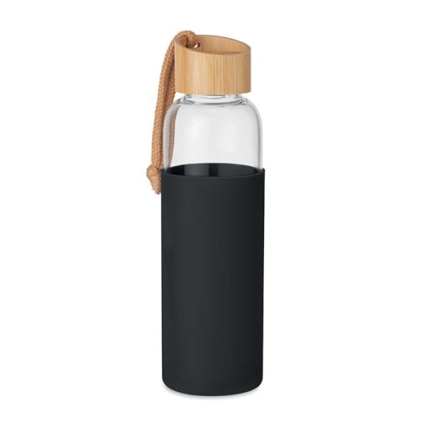 Szklana butelka 500 ml w etui P045810O czarny