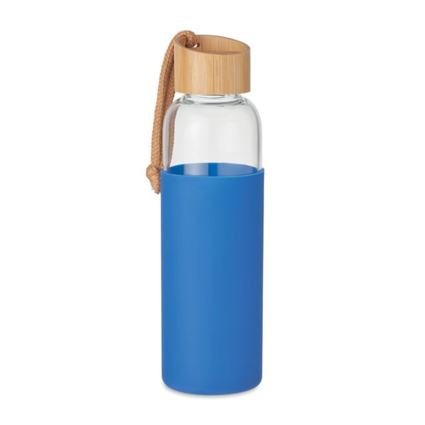 Szklana butelka 500 ml w etui P045810O niebieski