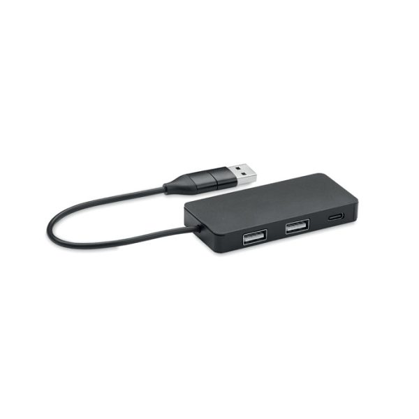 3-portowy hub USB kabel 20cm P053199O czarny