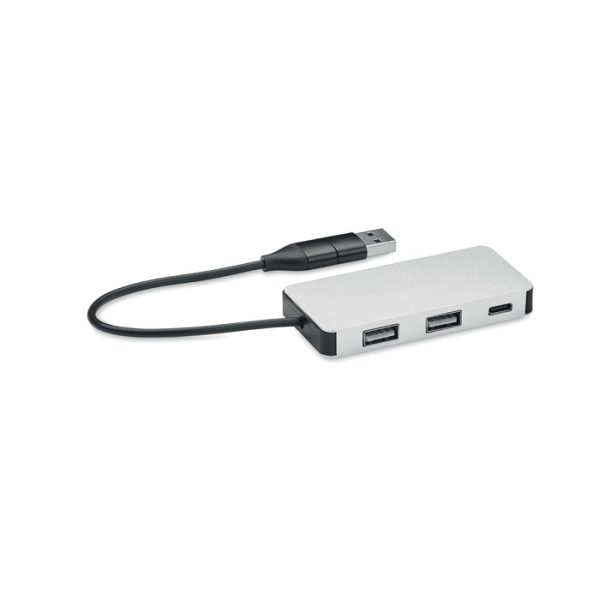 3-portowy hub USB kabel 20cm P053199O srebrny