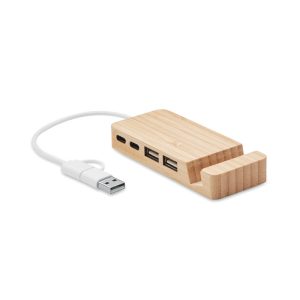 4-portowy bambusowy hub USB P053202O
