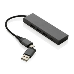 Hub USB 2.0 z USB C, aluminium z recyklingu P047355X AX-P308.682