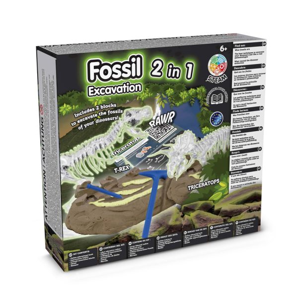 2 in 1 Fossil Excavation Kit III. Gra edukacyjna dostarczana z papierową torebką prezentową (115 g/m²) P066929S