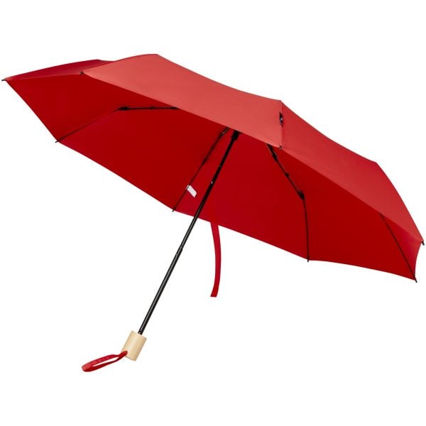 Składany wiatroodporny parasol 51 cm z PET z recyklingu Birgit P073696C czerwony