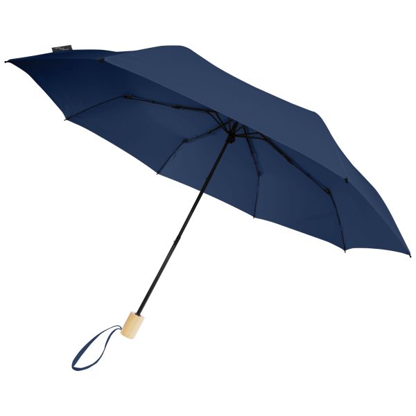 Składany wiatroodporny parasol 51 cm z PET z recyklingu Birgit P073696C granatowy