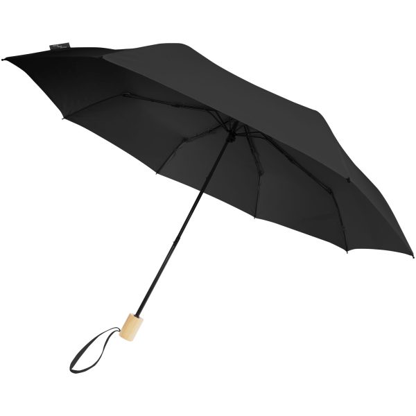 Składany wiatroodporny parasol 51 cm z PET z recyklingu Birgit P073696C czarny