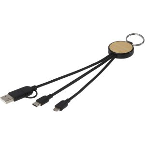 Tecta kabel do ładowania z tworzyw sztucznych pochodzących z recyklingu/bambusa 6 w 1 z brelokiem P076685C PFC-12432590