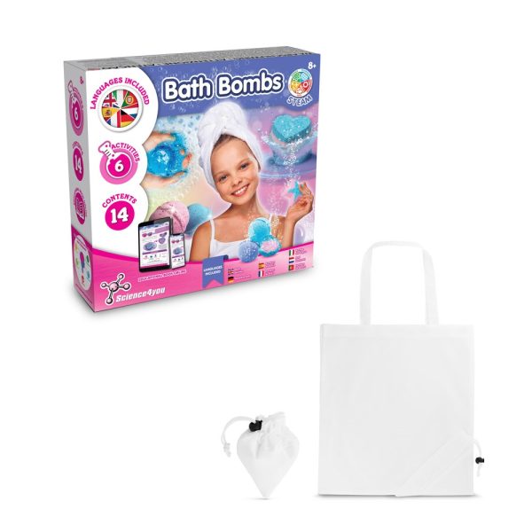 Bath Bombs Kit V. Gra edukacyjna dostarczany ze składaną torbą prezentową 190T P066971S biały