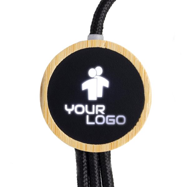 Długi kabel 3w1 z podświetlanym logo w drewnianej obudowie, LH-ZMU06 P089595G