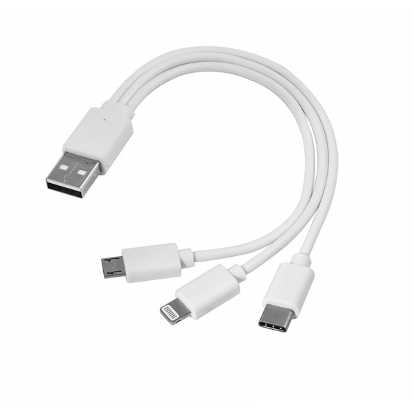 Kabel USB 3w1 micro USB + USB typ C + Lightning P088368G EG-EG ZT7-W