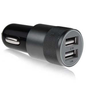 Metalowa ładowarka samochodowa x2 USB P088354G EG-EG0141-W