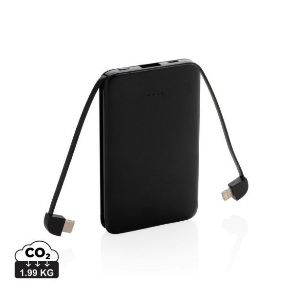 Power bank 5000 mAh, zintegrowany kabel 3 w 1 P009061X czarny