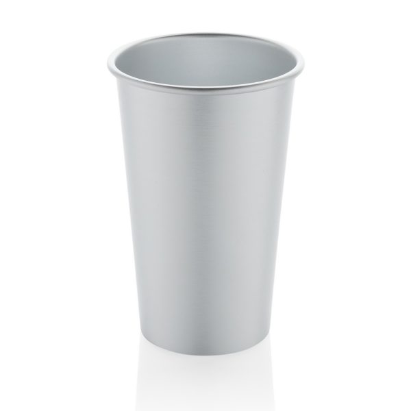 Lekki kubek podróżny 450 ml Alo, aluminium z recyklingu P054739X srebrny