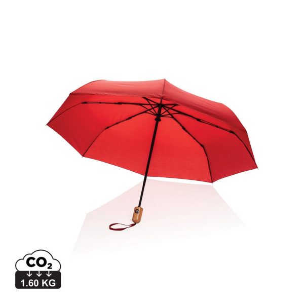 Bambusowy parasol automatyczny 21" Impact AWARE™ rPET P010582X czerwony