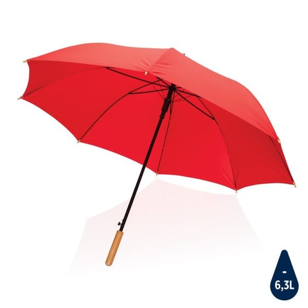 Bambusowy parasol automatyczny 27" Impact AWARE™ rPET P010550X czerwony