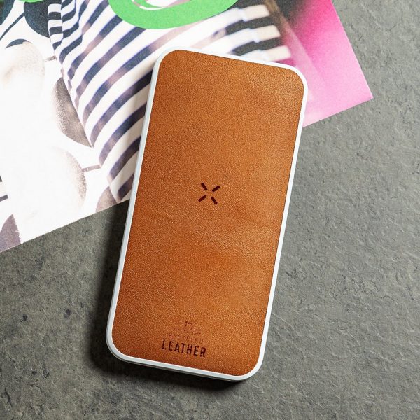 Bezprzewodowy power bank 8000 mAh z RABS, ładowarka bezprzewodowa 10W, element ze skóry z recyklingu P047849X