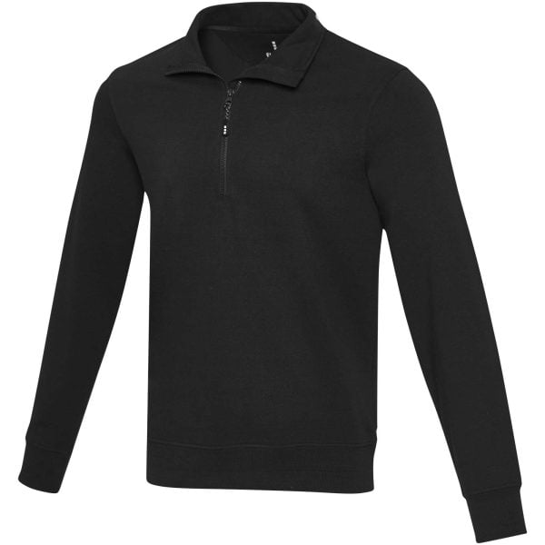 Tin sweter unisex Aware™ z materiałów z recyklingu z zamkiem błyskawicznym na 1/4 długości P101325C czarny