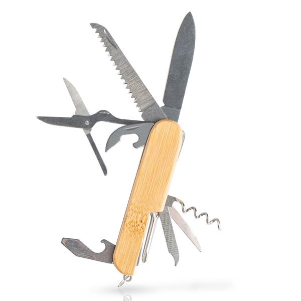 Nóż wielofunkcyjny z bambusową rączką / Multiblade P089886P