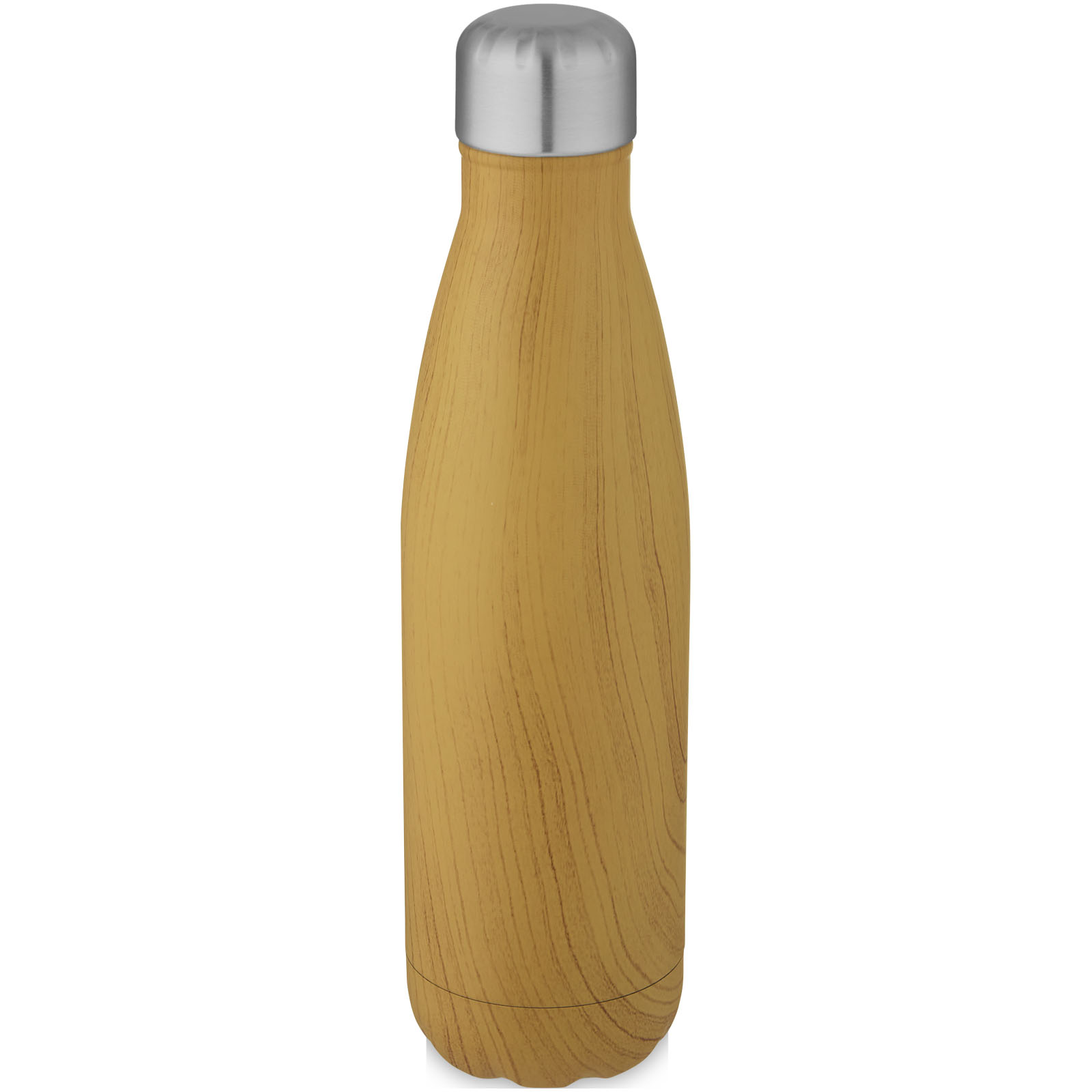 Izolowana próżniowo butelka Cove ze stali nierdzewnej o pojemności 500 ml z nadrukiem imitującym drewno P074876C PFC-10068306