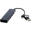 Rise hub USB 2.0 z aluminium pochodzącego z recyklingu z certyfikatem RCS P076868C