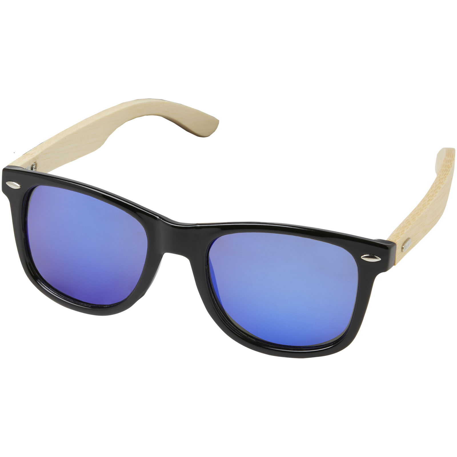 Lustrzane okulary przeciwsłoneczne wykonane z plastiku PET z recyklingu/bambusa Taiyō z polaryzacją w pudełku upominkowym P074819C PFC-12700171