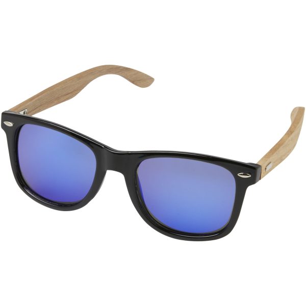 Lustrzane okulary przeciwsłoneczne wykonane z plastiku PET z recyklingu/drewna Hiru z polaryzacją w pudełku upominkowym P074820C