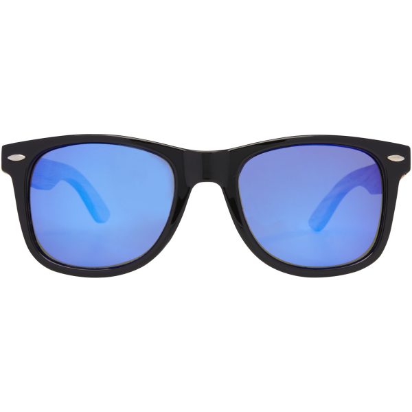 Lustrzane okulary przeciwsłoneczne wykonane z plastiku PET z recyklingu/drewna Hiru z polaryzacją w pudełku upominkowym P074820C