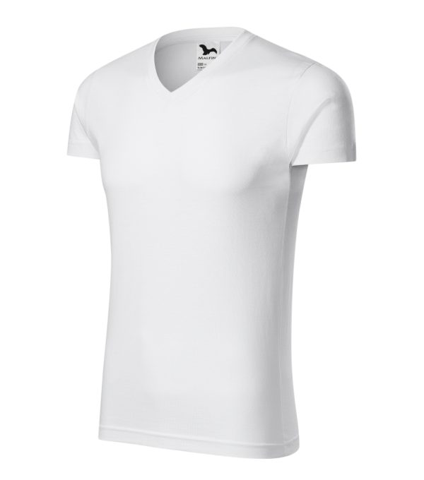 Koszulka męska Slim Fit V-neck P026426F biały