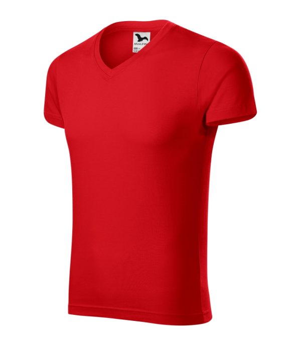 Koszulka męska Slim Fit V-neck P026426F czerwony