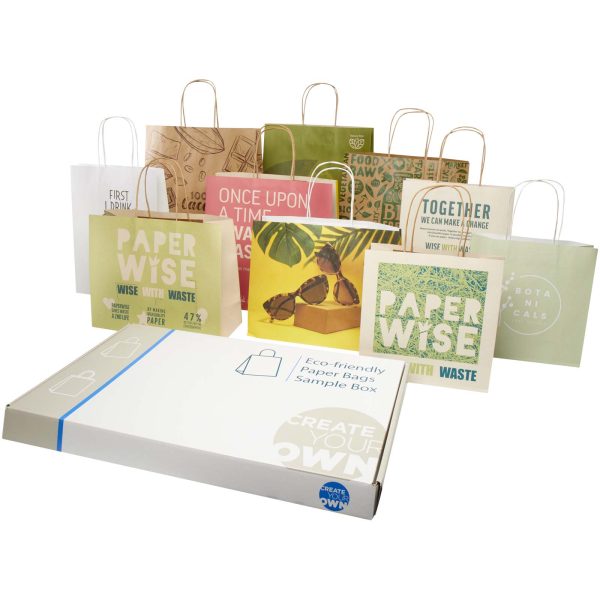 Zestaw próbek z torbami wykonanymi z odpadów bio oraz z papieru Kraft P076539C