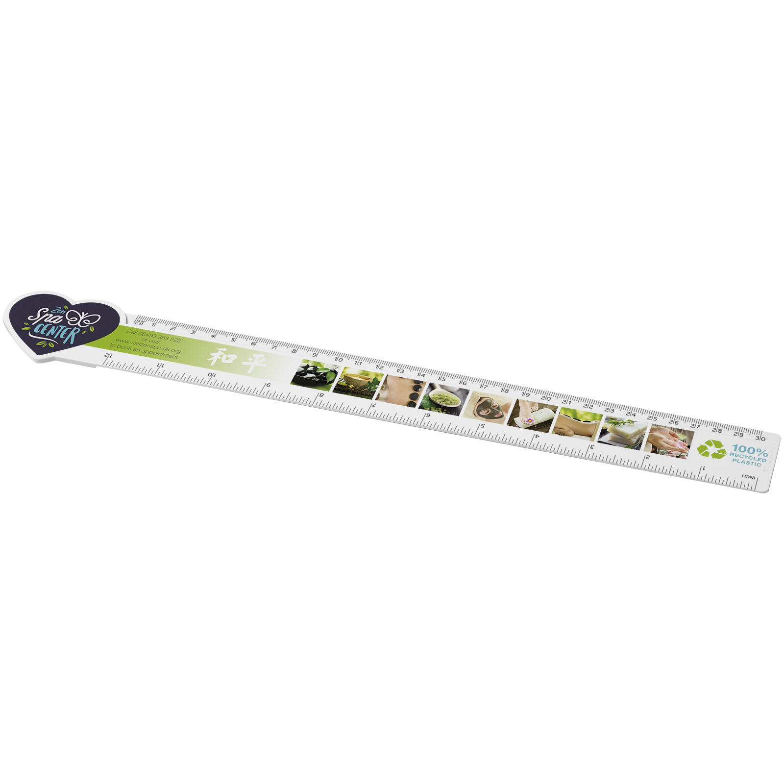 Linijka Tait o długości 30 cm wykonana z tworzywa sztucznego pochodzącego z recyklingu w kształcie serca P075630C PFC-21046601