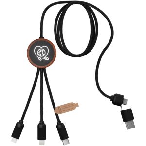 SCX.design C37 kabel do ładowania z podświetlanym logo 5-w-1 rPET i z okrągłą drewnianą obudową 40W P075803C PFC-2PX07171