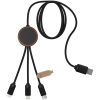 SCX.design C36 przedłużany kabel do ładowania z podświetlanym logo 3-w-1 rPET i z okrągłą bambusową obudową P075796C