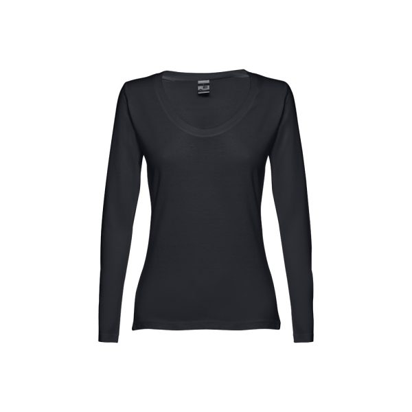 THC BUCHAREST WOMEN. Bawełniany T-shirt damski z długim rękawem taliowany P032785S czarny