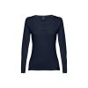 THC BUCHAREST WOMEN. Bawełniany T-shirt damski z długim rękawem taliowany P032785S granatowy